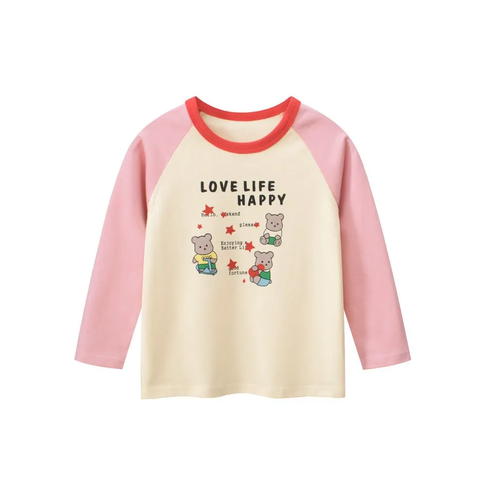 Toddler/Kid Girl Happy Life Bears Design Long Sleeve Shirt