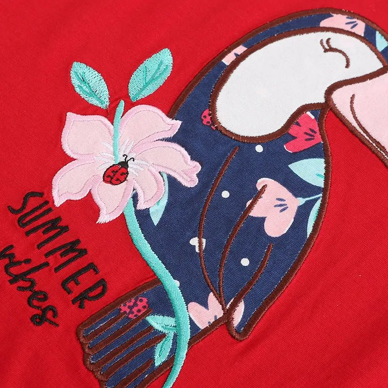 Toddler/Kid Girl's Cartoon Design Red Top with Shorts Set