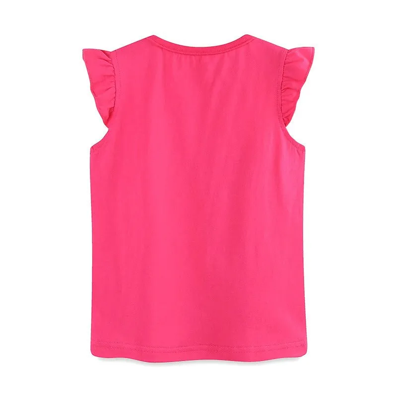 Toddler/Kid Girl's Cartoon Pink Flamingo Print Design Tee