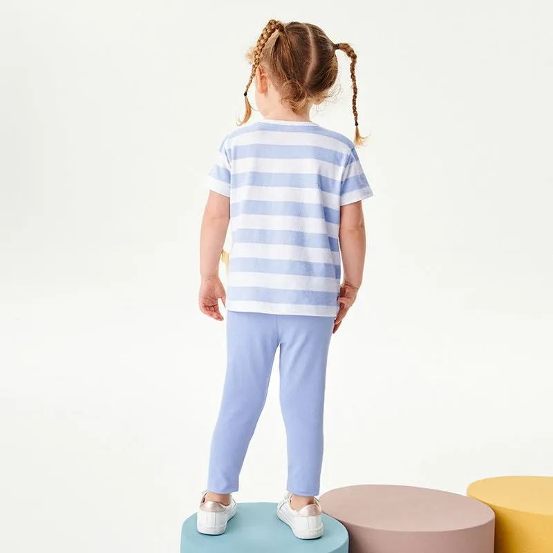 Toddler/Kid Girl's Duck Design Striped Tee with Leggings Set