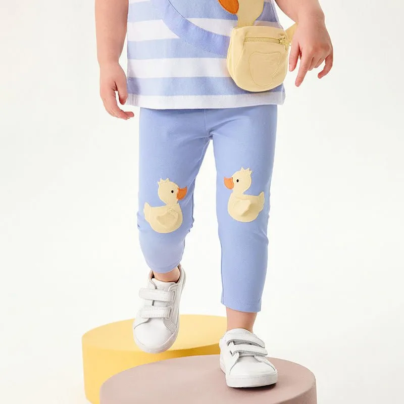 Toddler/Kid Girl's Duck Design Striped Tee with Leggings Set
