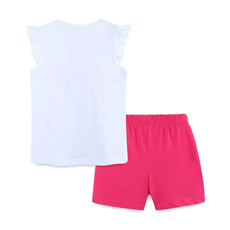 Toddler/Kid Girl's Rainbow Heart Design Tee With Shorts Set