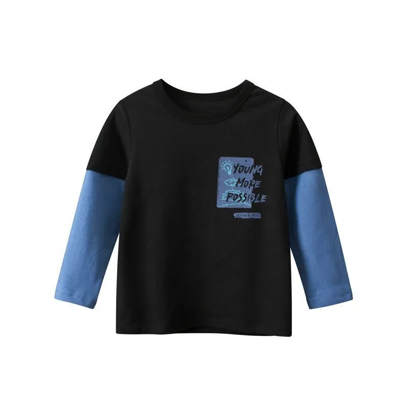 Toddler/Kid "Try Your Best" Letter Print Long Sleeve Shirt (2 colors)