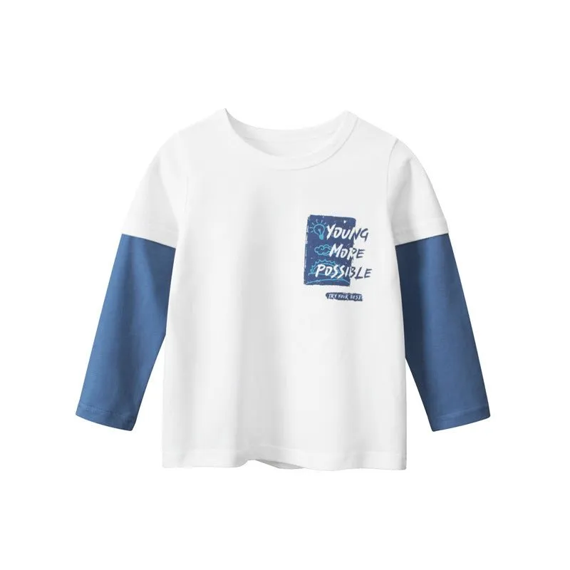 Toddler/Kid "Try Your Best" Letter Print Long Sleeve Shirt (2 colors)