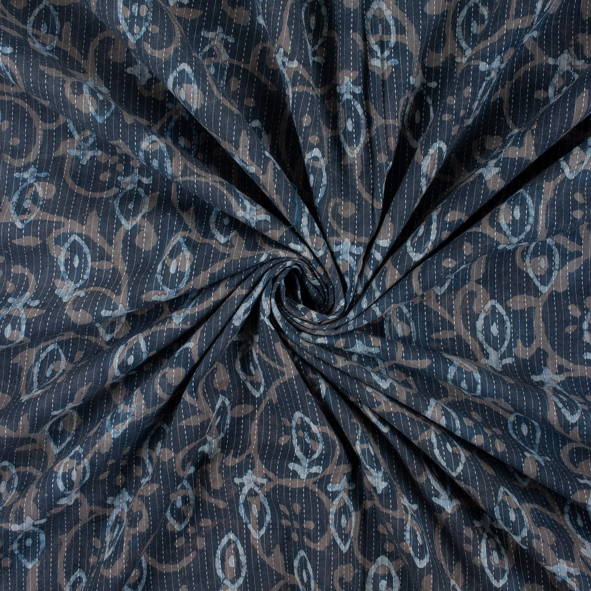 Trendy Stylish Indigo Kantha Cotton Fabric