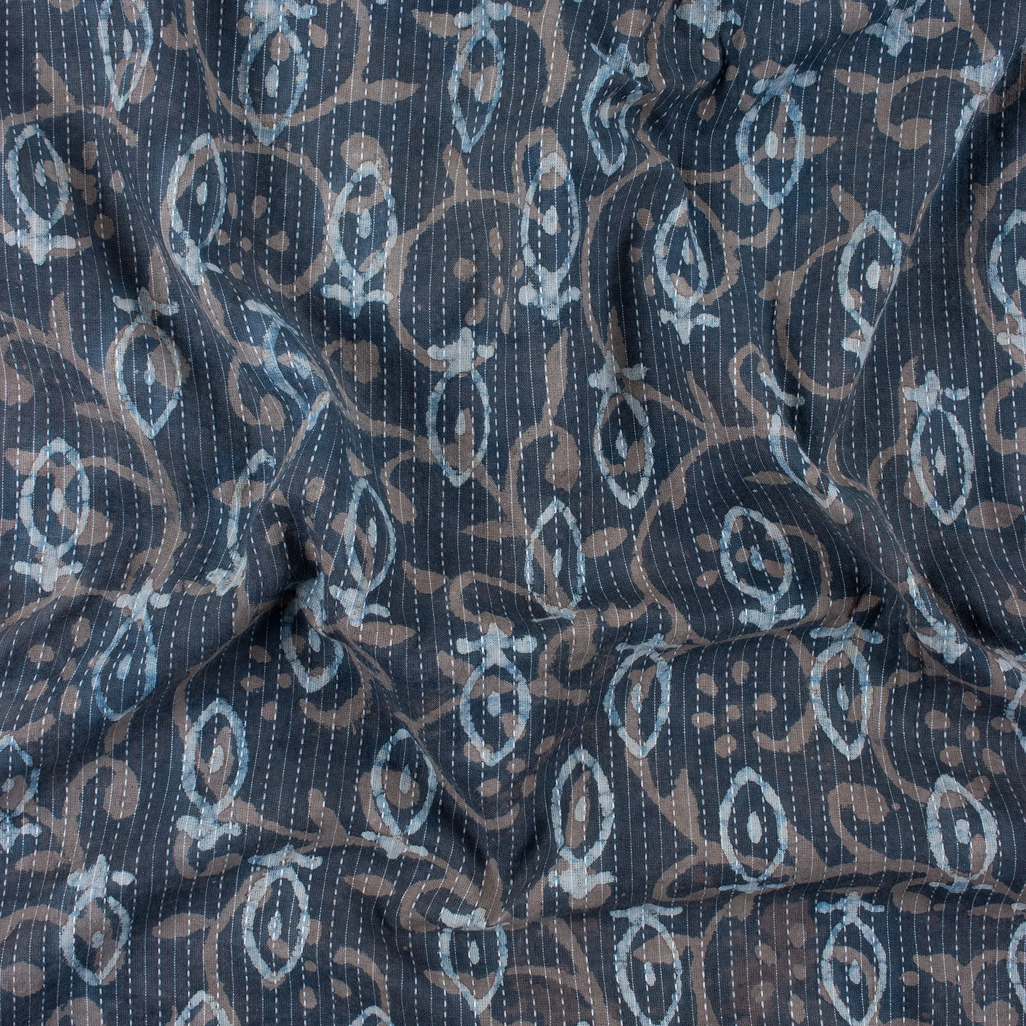 Trendy Stylish Indigo Kantha Cotton Fabric