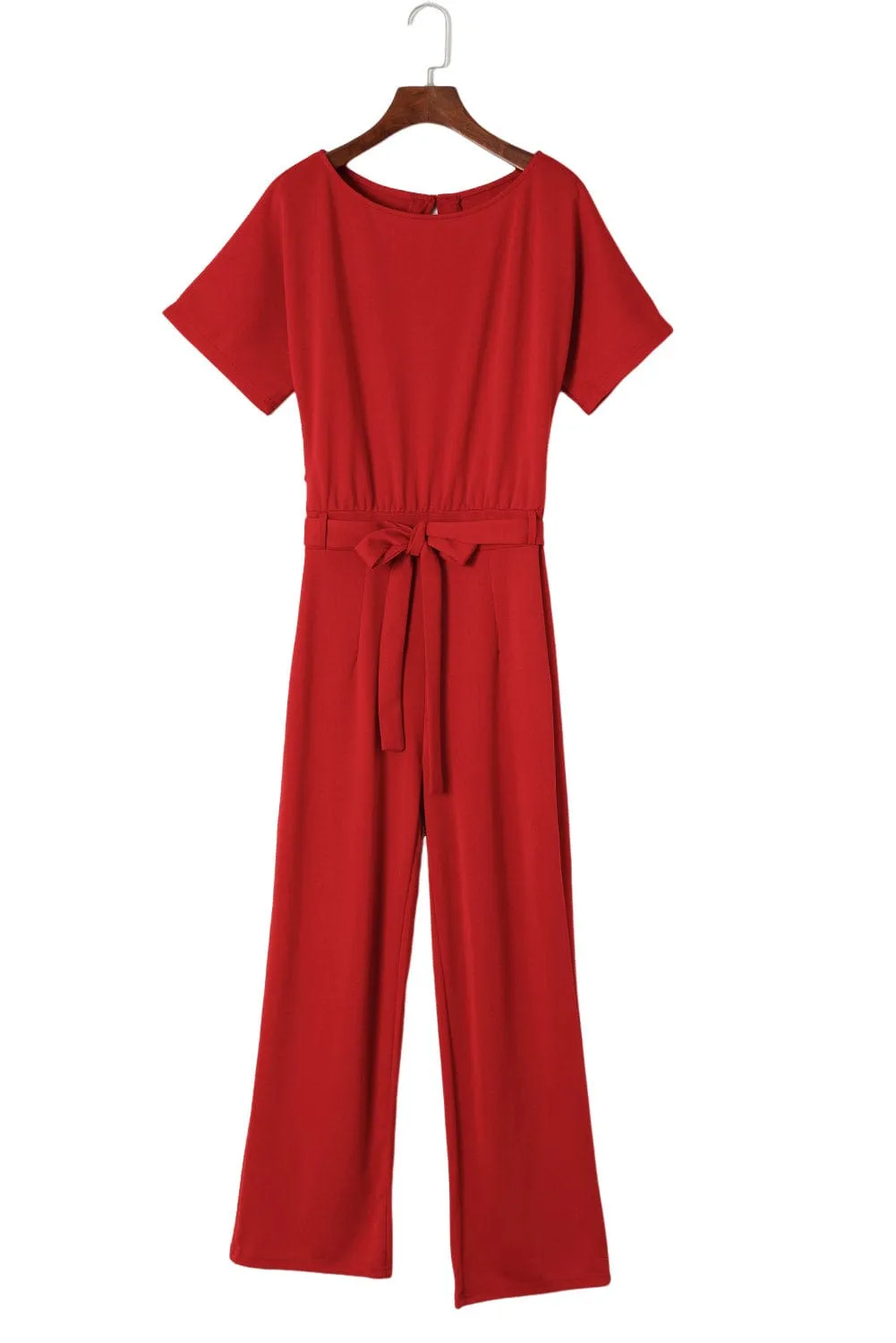 Versatile Belted Casual Jumpsuit with Long Sleeves