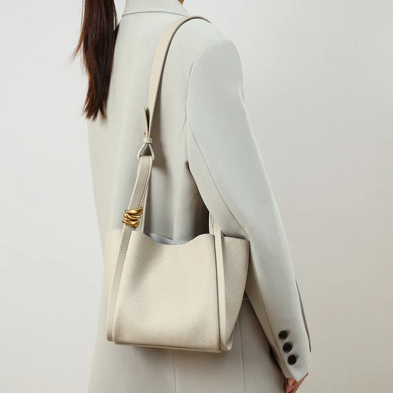Viney Bag Fashion New Bag Women's Bag Shoulder Bag Bucket Bag Autumn and Winter Wild Genuine Leather Portable Vegetable Basket Bag