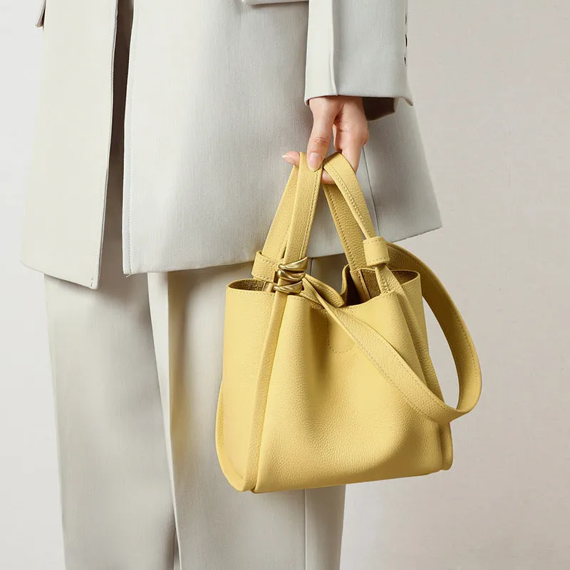 Viney Bag Fashion New Bag Women's Bag Shoulder Bag Bucket Bag Autumn and Winter Wild Genuine Leather Portable Vegetable Basket Bag