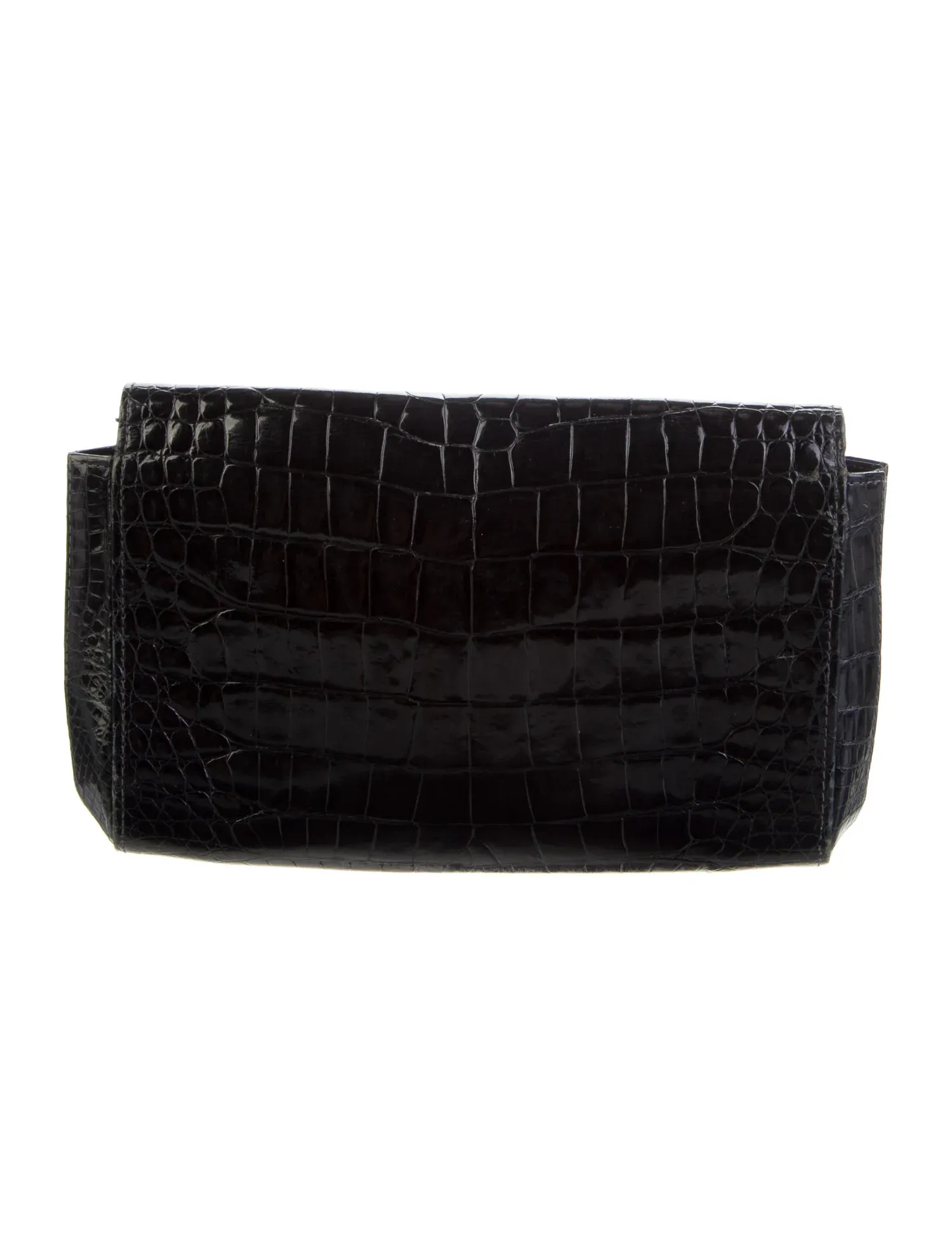 Vintage Gucci blue crocodile leather clutch with G logo gold hardware