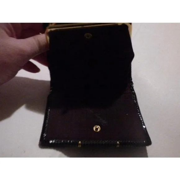 Whiting And Davis Vintage Black Pewter And Gold Chainmaille Designer Purse