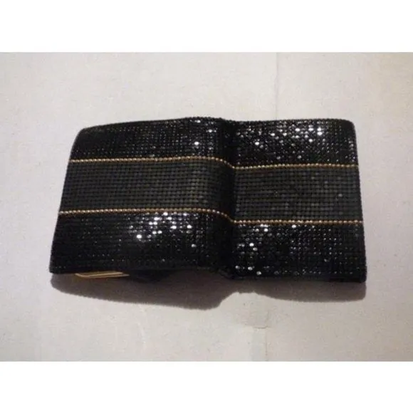 Whiting And Davis Vintage Black Pewter And Gold Chainmaille Designer Purse